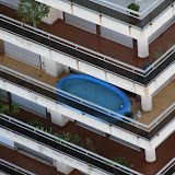 Swimming pool on a tenth floor balcony?  Doesn't seem like a good idea to me.