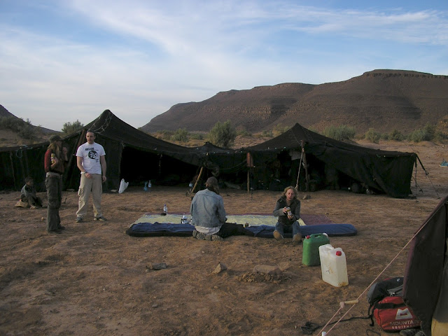 Our sleeping tent and the mat for drinking tea and eating dinner