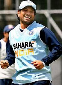 Sachin practicing happily Sachin practicing happily