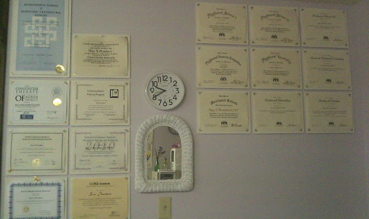 Emerald Isle NC - Best Massage Therapist - Wall of Certificates