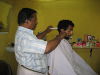Getting a haircut, Kovalam