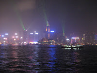 Night time city light show, Hong Kong