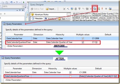 Modifying parameter properties