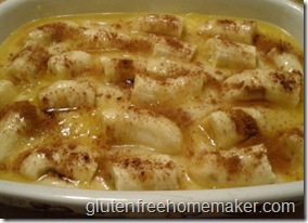 banana cobbler in baking dish