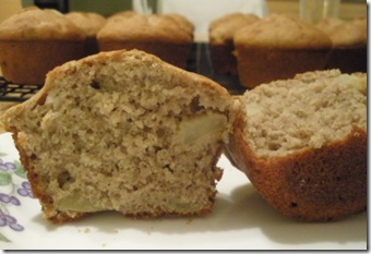 multigrain apple muffin, cut