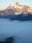 Fog rolling in at sunset.