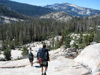 Cross country hiking from Sunrise to Merced Lake.