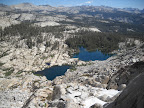 Looking down at Lady Lake on the way to climb Madera Peak.