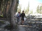 Fred and Steve strolling back from a swim.