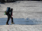 Ron taking a look down into the frozen blue abyss.
