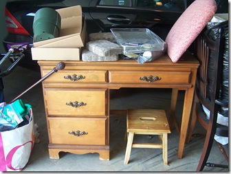 Goodwill Desk and Pillows 002