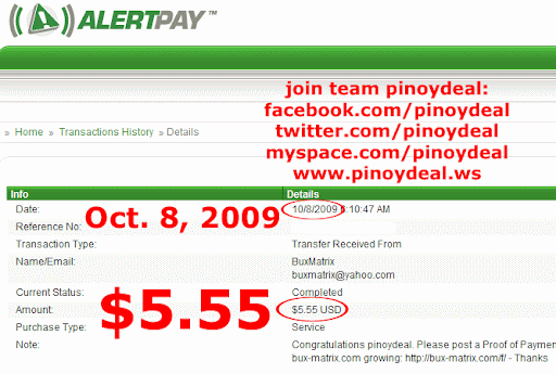 bux-matrix payment proof philippines