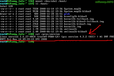 原有内核 Linux Kernel 2.6.27-ARCH 的信息
