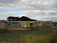 Portable classroom graveyard, outside Kyneton.