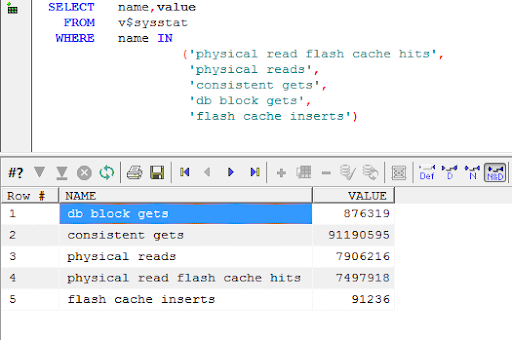 Flash Cache Statistics