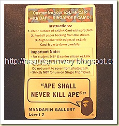 Bape Singapore Ez link sticker Bape Singapore Ez link sticker