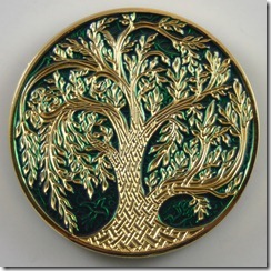 Celtic Tree of Life Green on Gold (front)