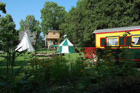 Pipowagen, boomhut, tipi