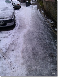 icy road, very slippery icy road, very slippery