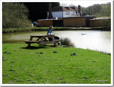 Derek fishing at Stone Crouch cottage.