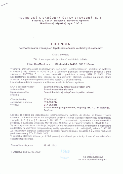 Licencia TSÚS Weber Terranova