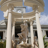 The fountain at the center of main street.
