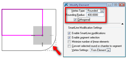 MicroStation_Modify_Tool__Corner_to_Rounded