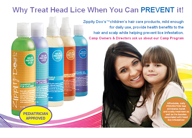 Zippity Doo's a line of children's hair care products to prevent lice