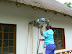 Drilling a concrete core from a ringbeam - water flushes out the dust and cools the cutting edge.