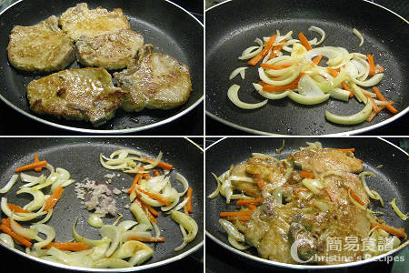 喼汁豬扒製作圖 Pan-fried Pork Chops in Worcestershire sauce Procedures