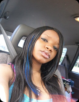 Blue Hair and blue top day in car (2)