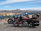 Mike's bike (he's camera shy) and mine at El Dorado Canyon, overlooking Mojave Lake. Mike's bike (he's camera shy) and mine at El Dorado Canyon, overlooking Mojave Lake.