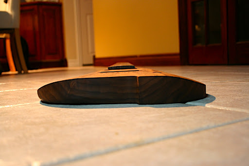Looking from the butt end of the guitar.