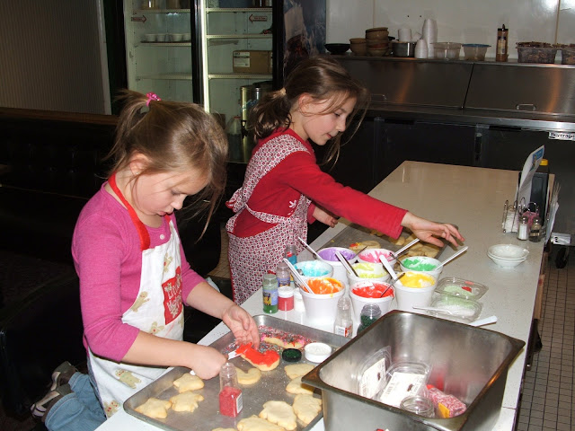 Liz and Jane creating their masterpieces