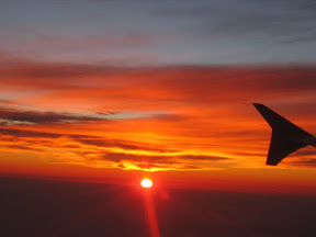 The setting sun as we approach the SFO from Guadalajara