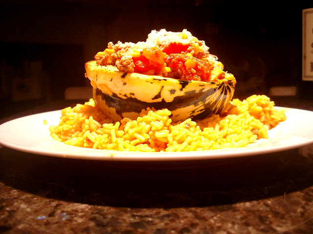 Stuffed Winter Squash with Spanish Rice