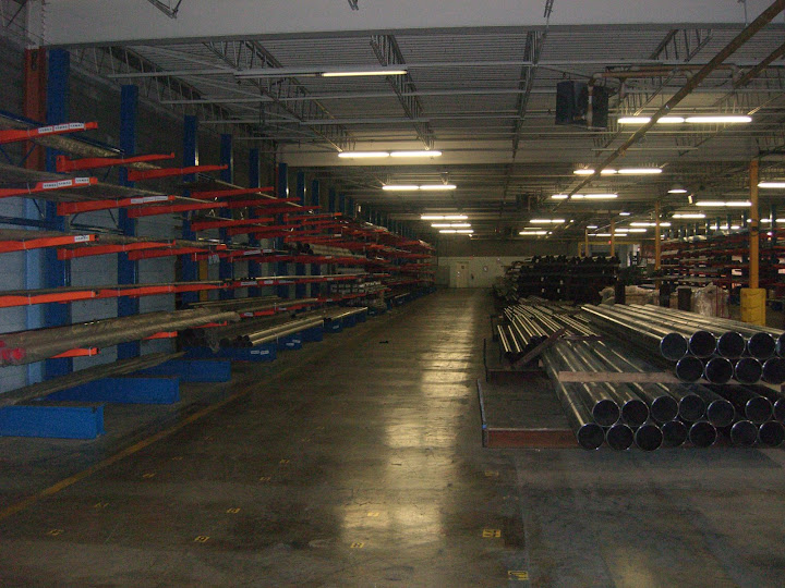 Cantilever Racks for indoor pipe storage.