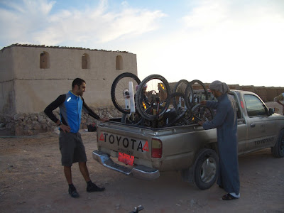 We loaded up our bikes and gear onto the support truck...
