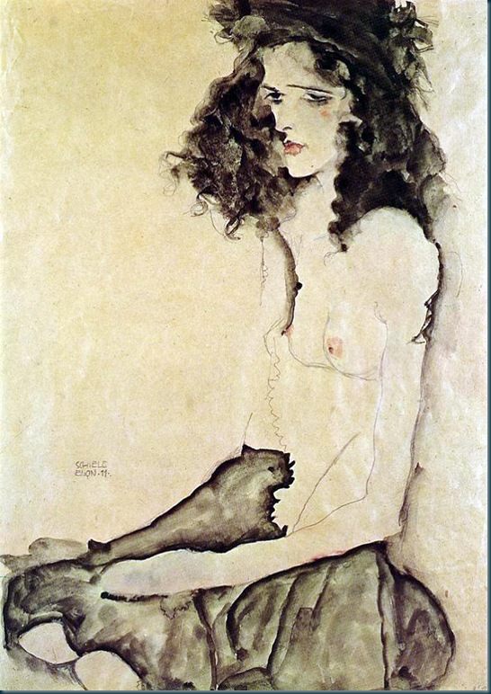 Schiele - girl in black - 1911