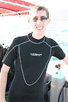 Me in a wetsuit after scuba diving in Saint Kitts