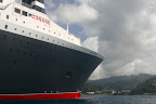 Queen Mary 2 anchored in Grenada