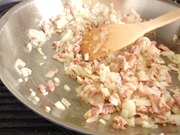 Sauteed bacon, onion, and garlic