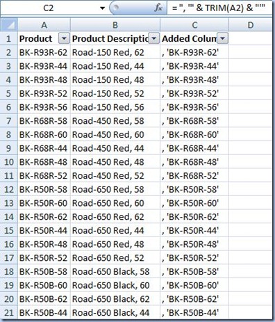 Excel - List of values formula Excel - List of values formula