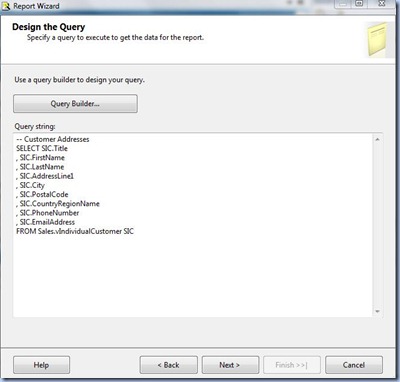 SSRS Tutorial Design the Query