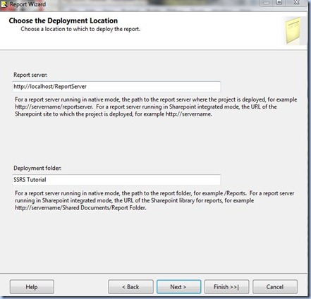 SSRS Tutorial Choose the Deployment Location SSRS Tutorial Choose the Deployment Location