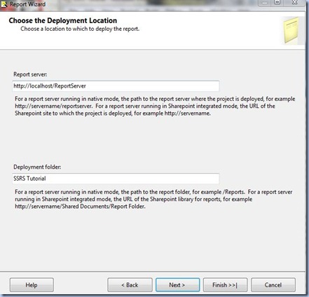 SSRS Tutorial Choose the Deployment Location