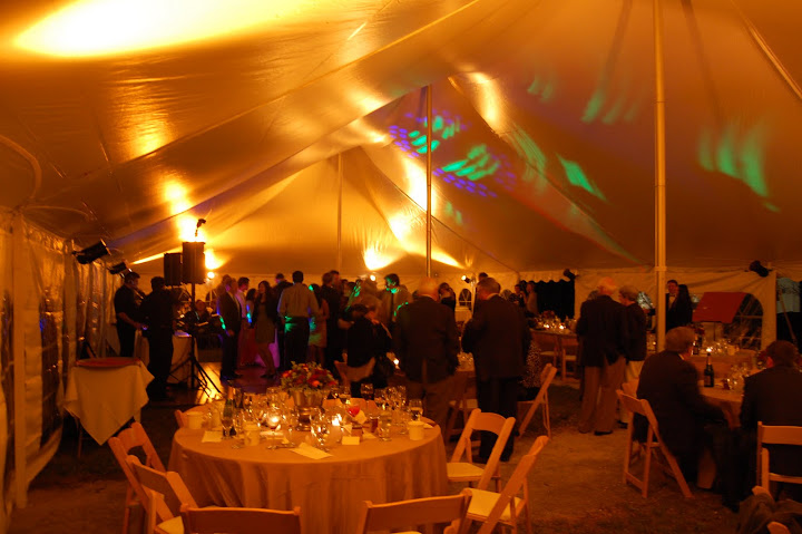 Tented wedding with uplighting