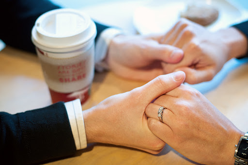 Starbucks engagement picture Nicole Ladonne Ann Arbor photographer