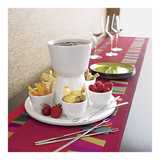 Crate and Barrel fondue set for entertaining with wedding planner TwoFoot Creative