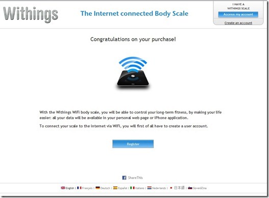 Withings WiFi Scale Initial Setup